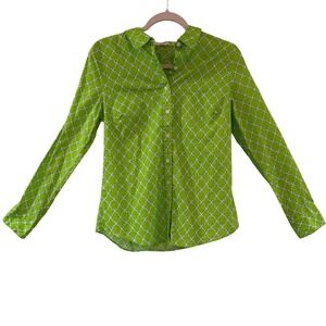 Crown & Ivy Lime Green  Blouse S Preppy Southern Button Front Top 100% Cotton